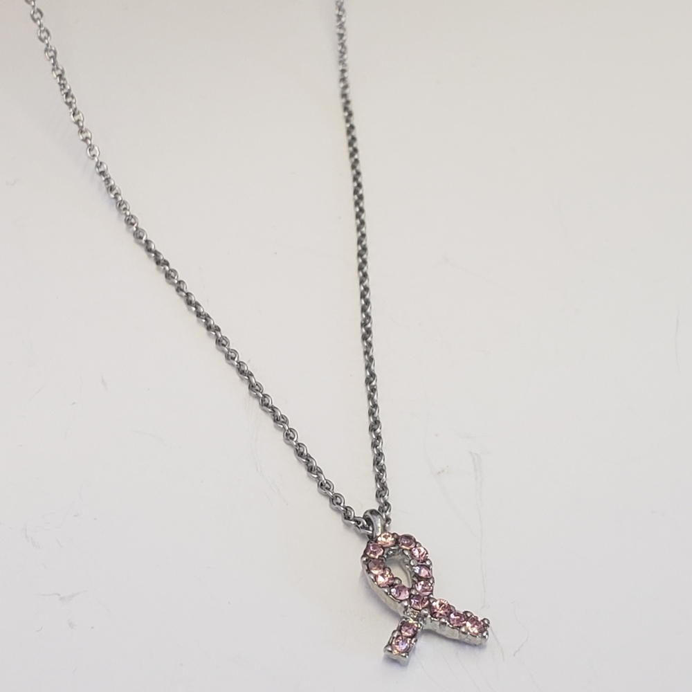 Beautiful Pink Crystal Ribbon Necklace - Picture 7 of 7
